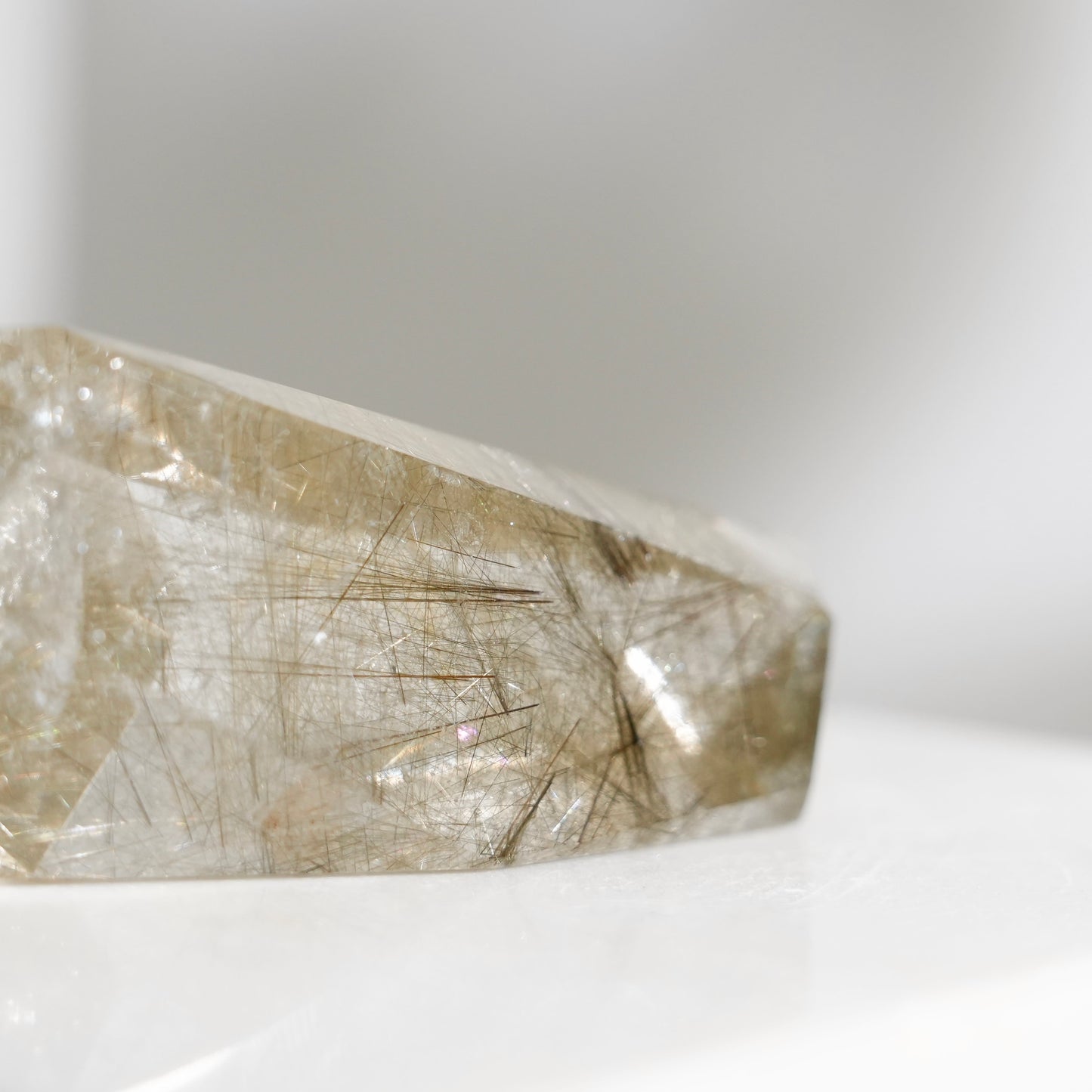 Green rutilated quartz sphere