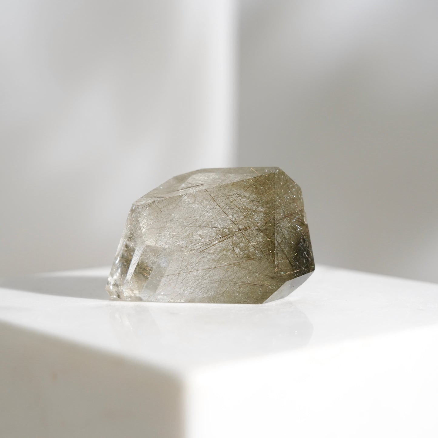 Green rutilated quartz sphere