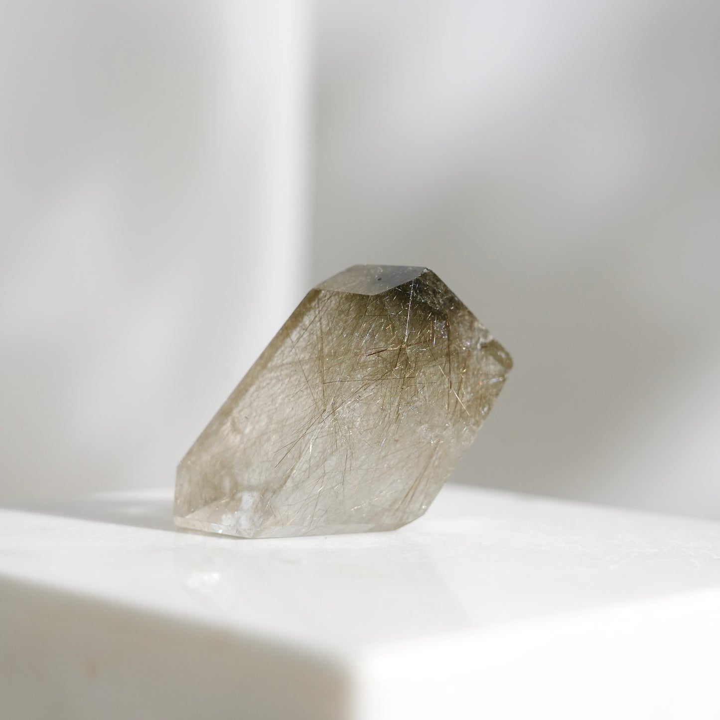 Green rutilated quartz sphere