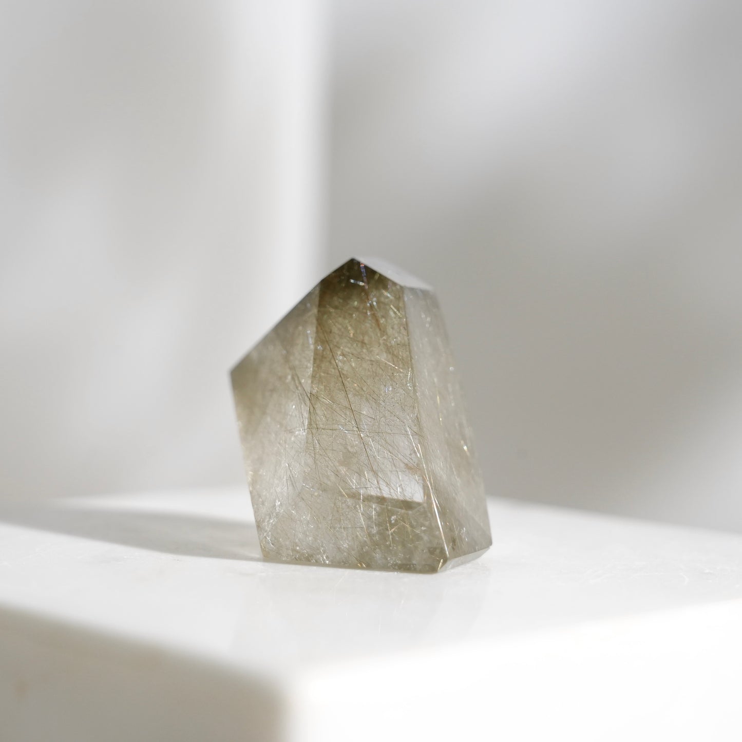 Green rutilated quartz sphere