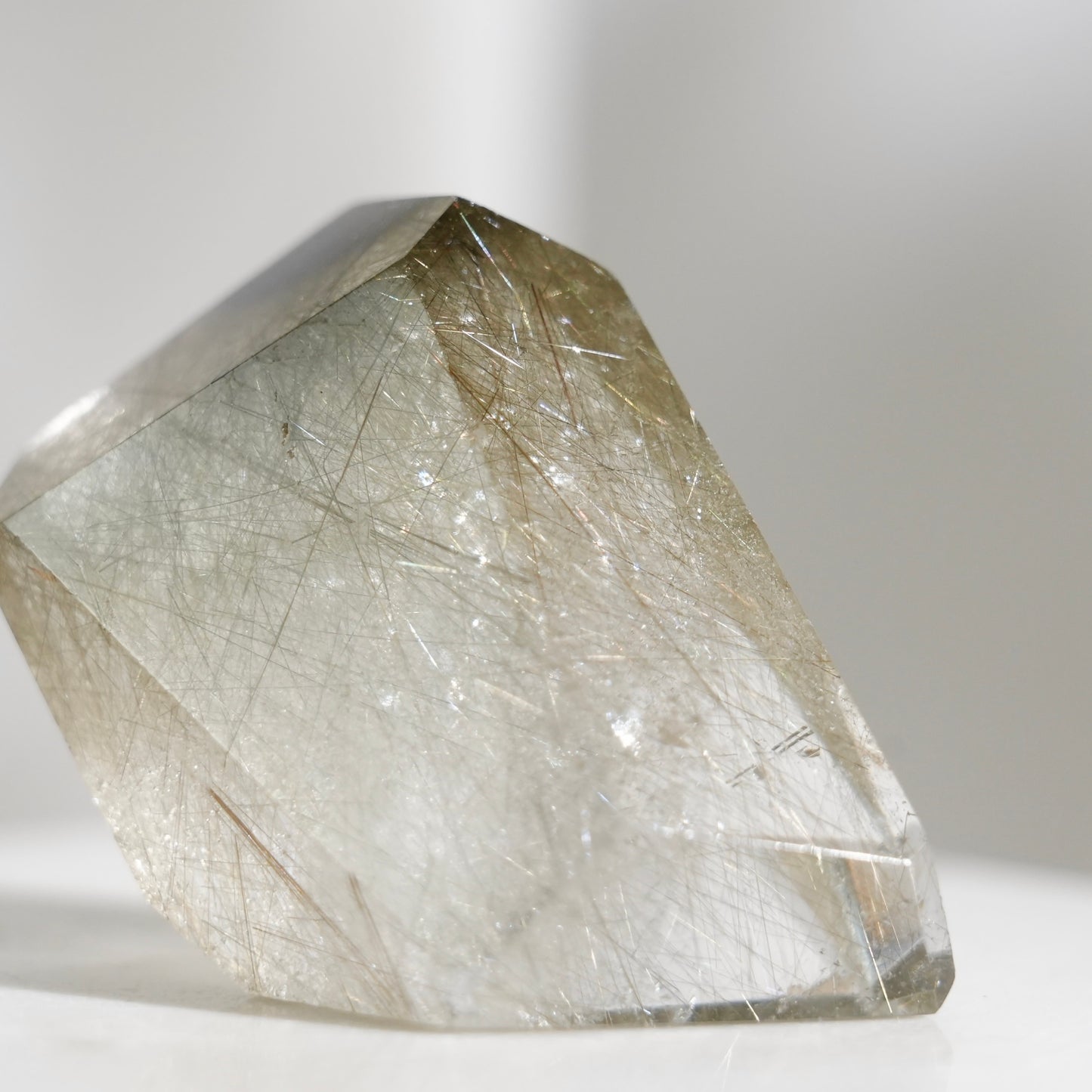 Green rutilated quartz sphere
