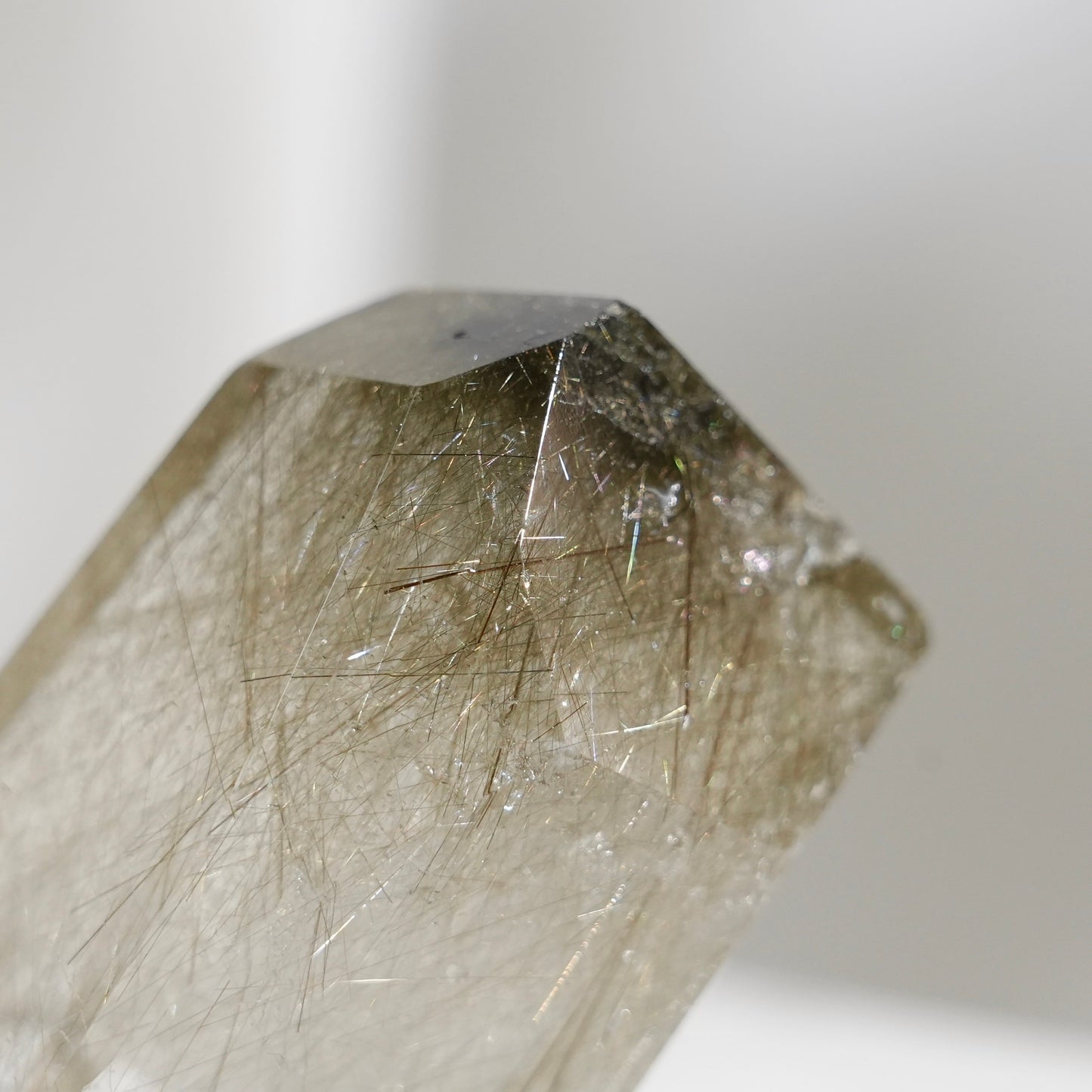 Green rutilated quartz sphere