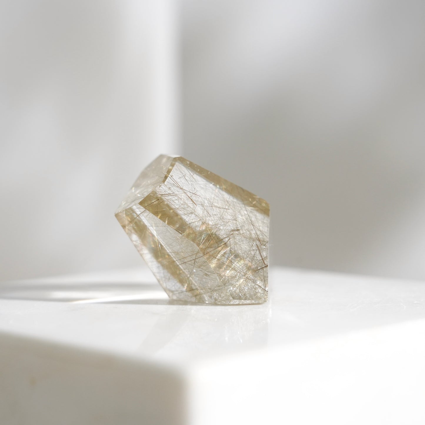 Green rutilated quartz sphere