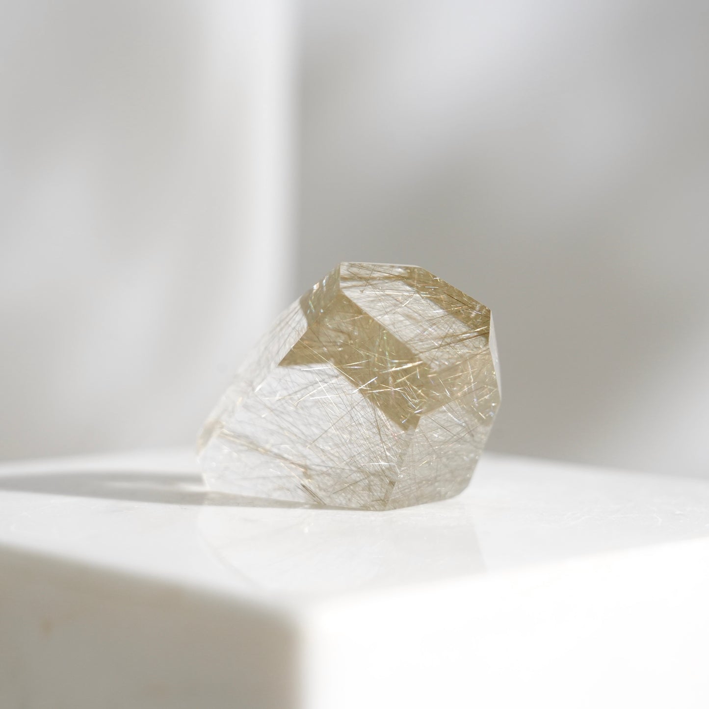Green rutilated quartz sphere
