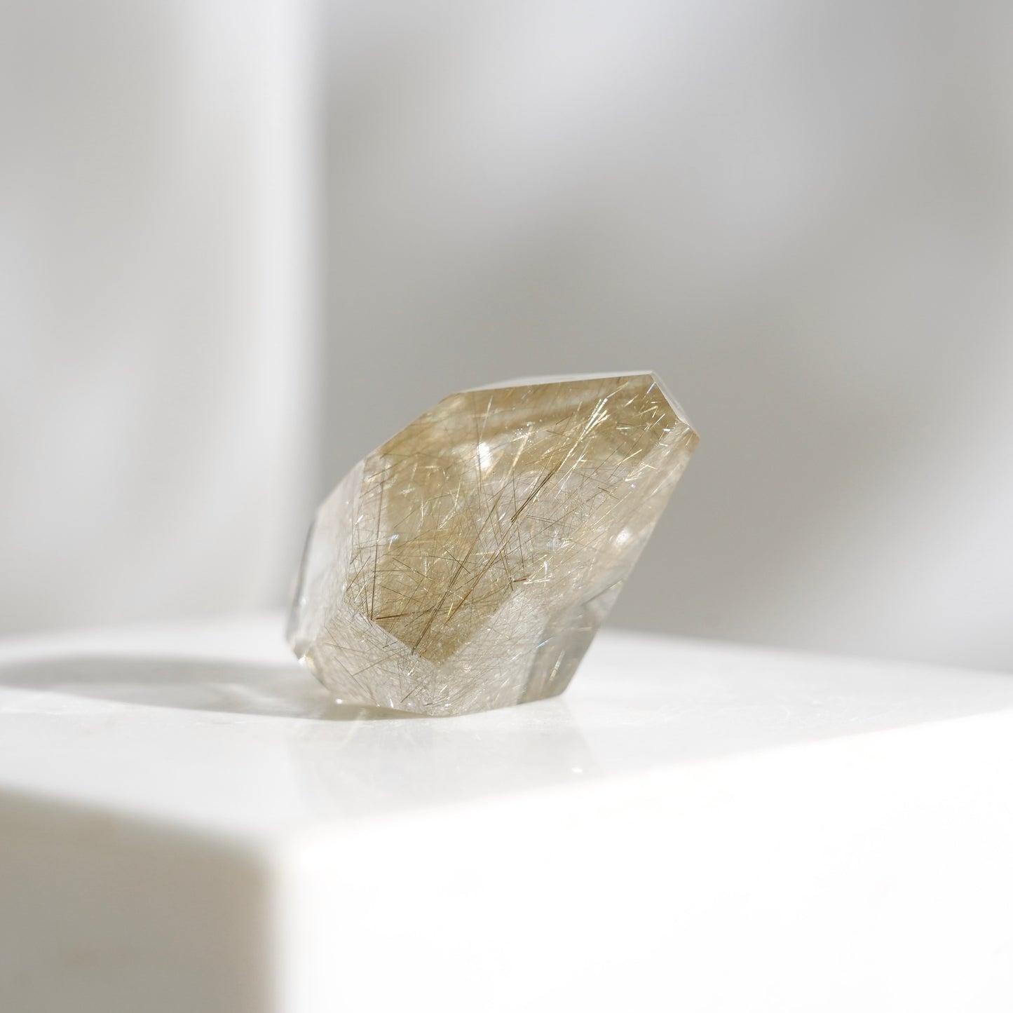 Green rutilated quartz sphere