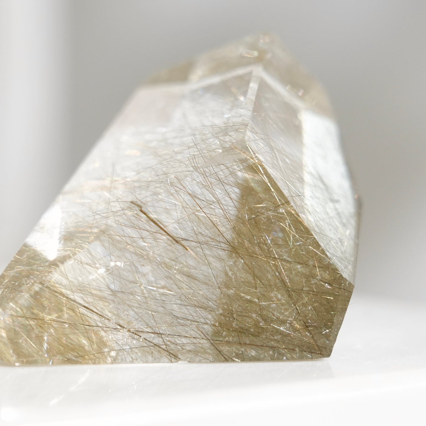 Green rutilated quartz sphere