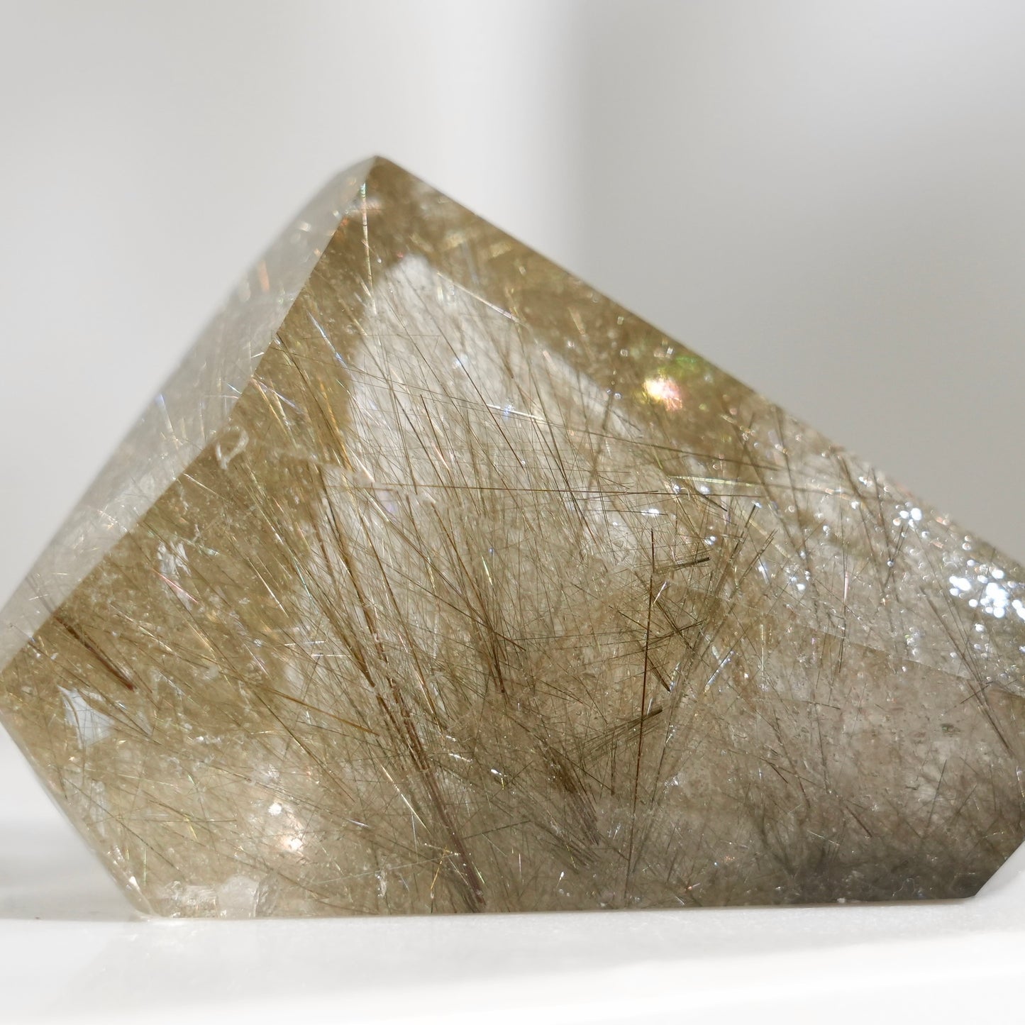 Green rutilated quartz sphere