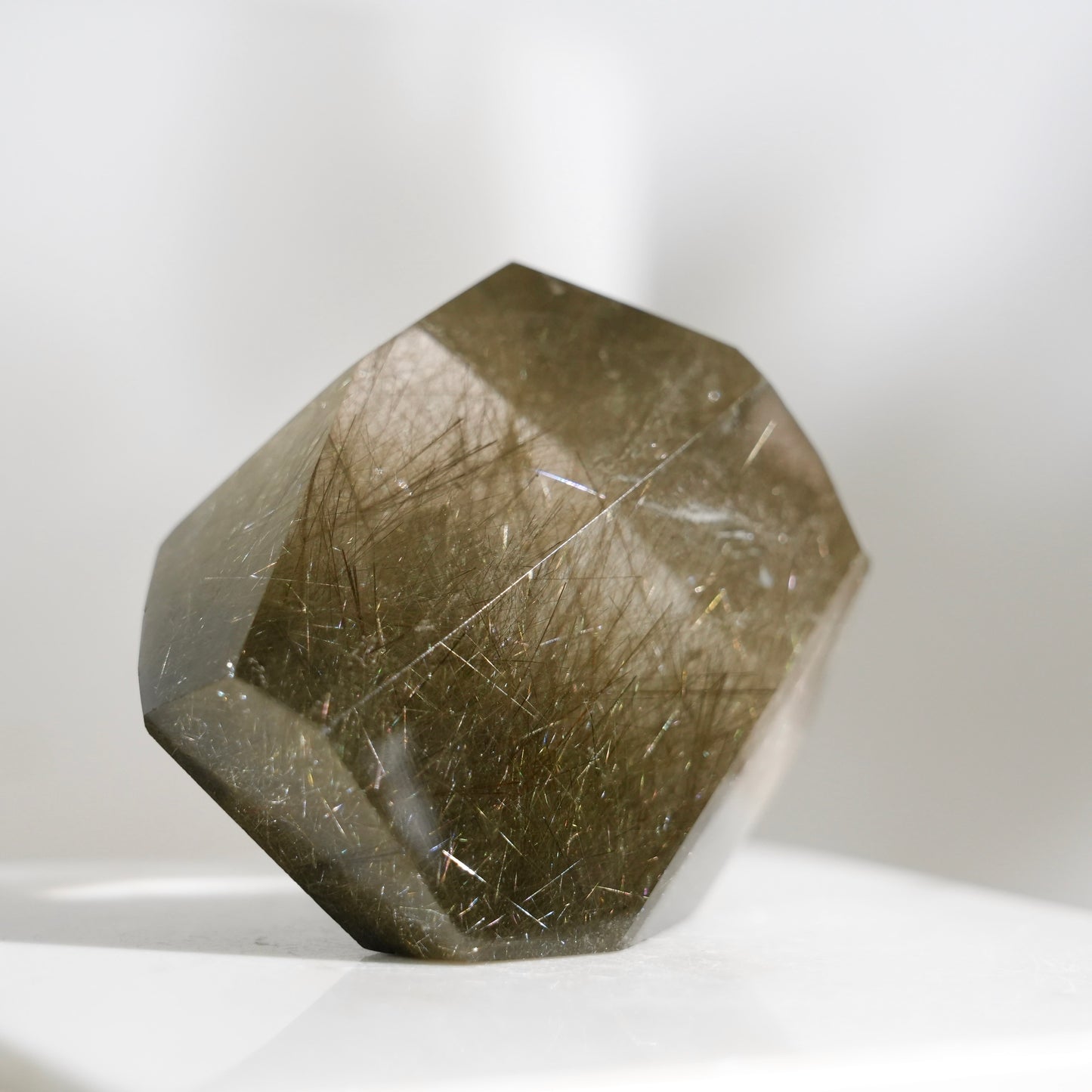 Green rutilated quartz sphere