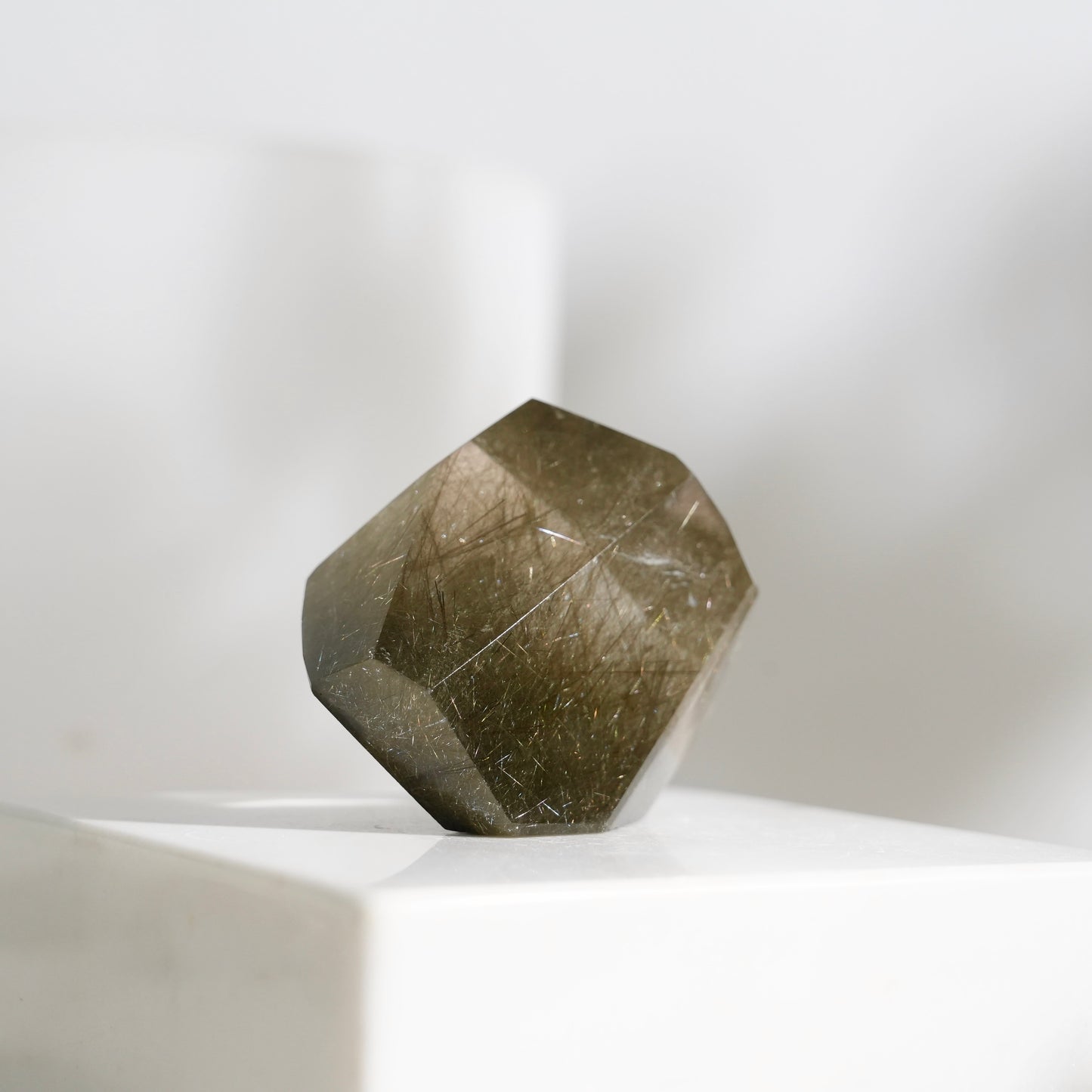 Green rutilated quartz sphere