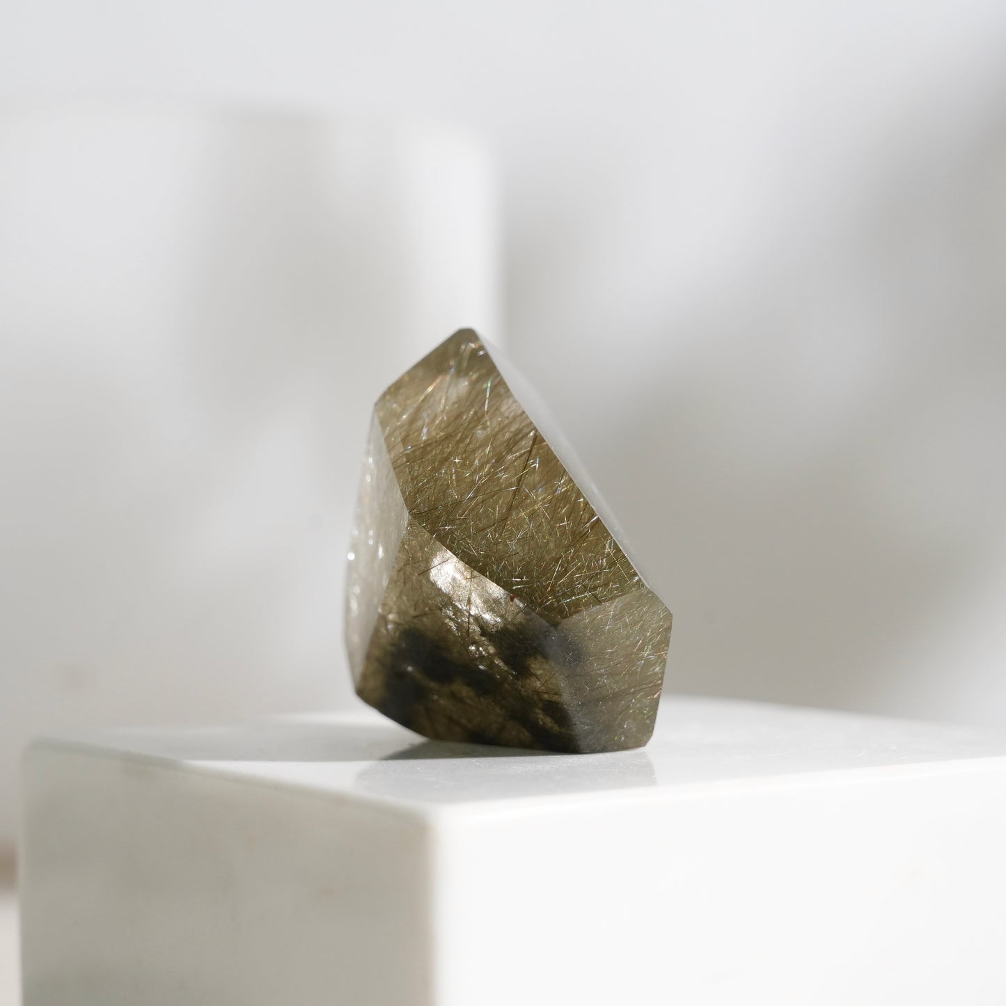 Green rutilated quartz sphere