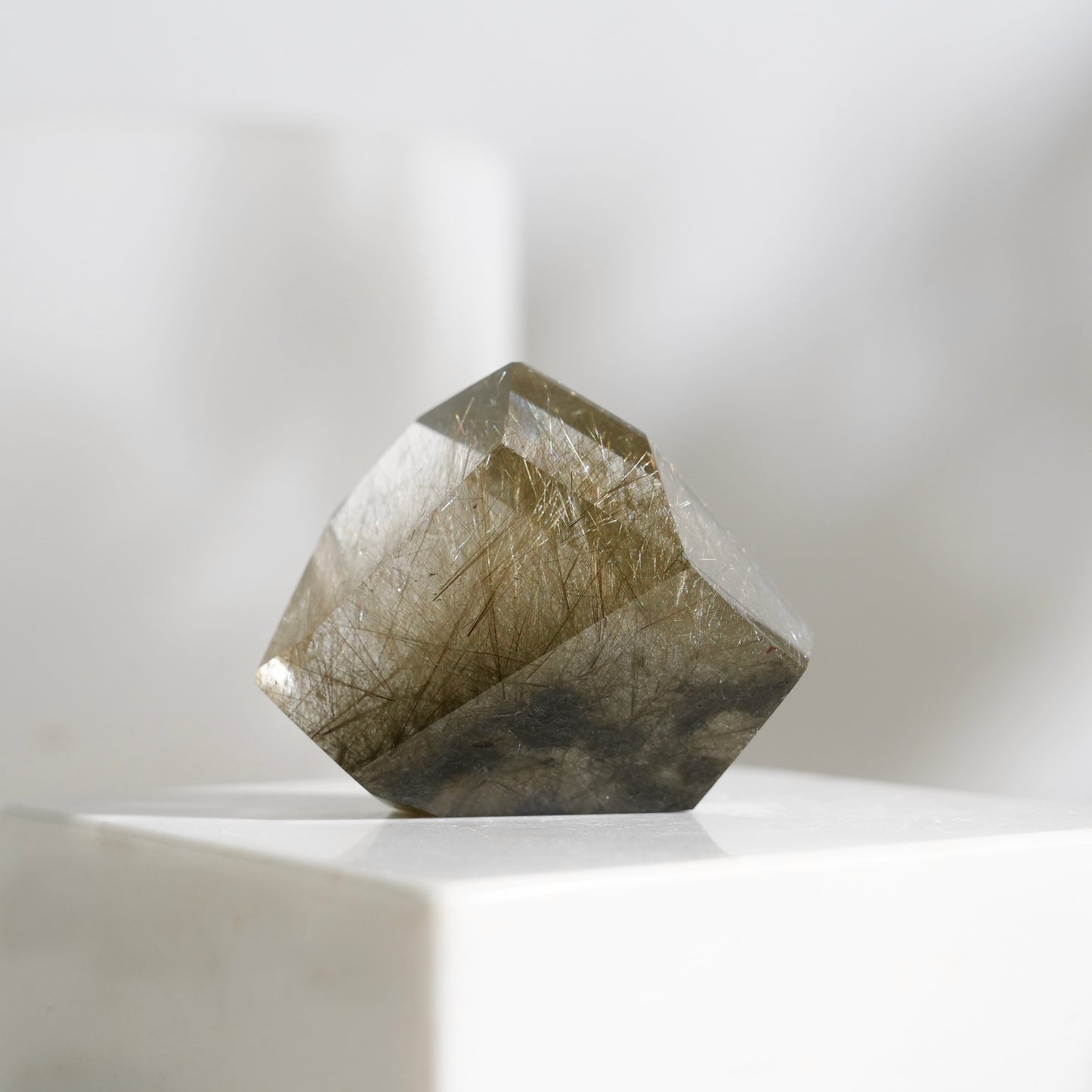 Green rutilated quartz sphere