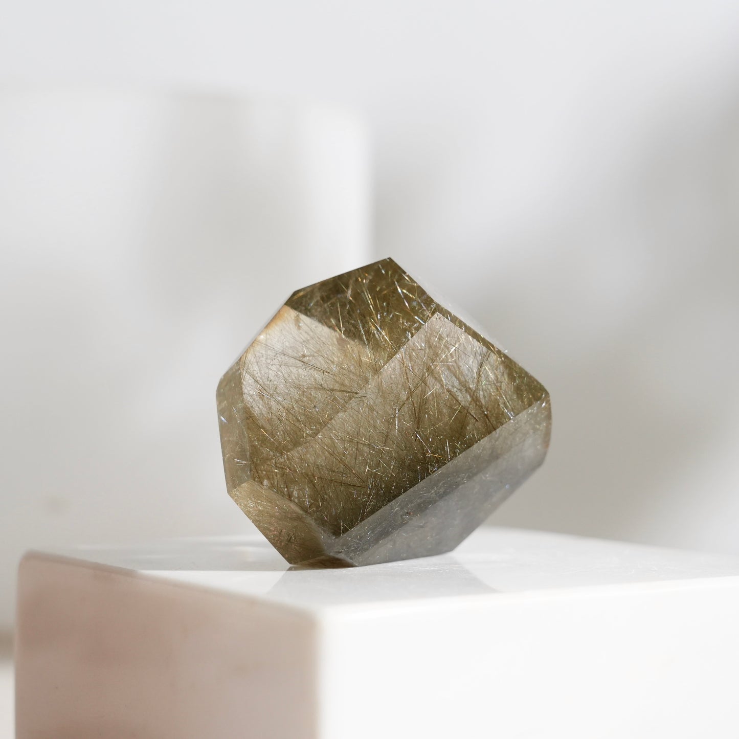 Green rutilated quartz sphere