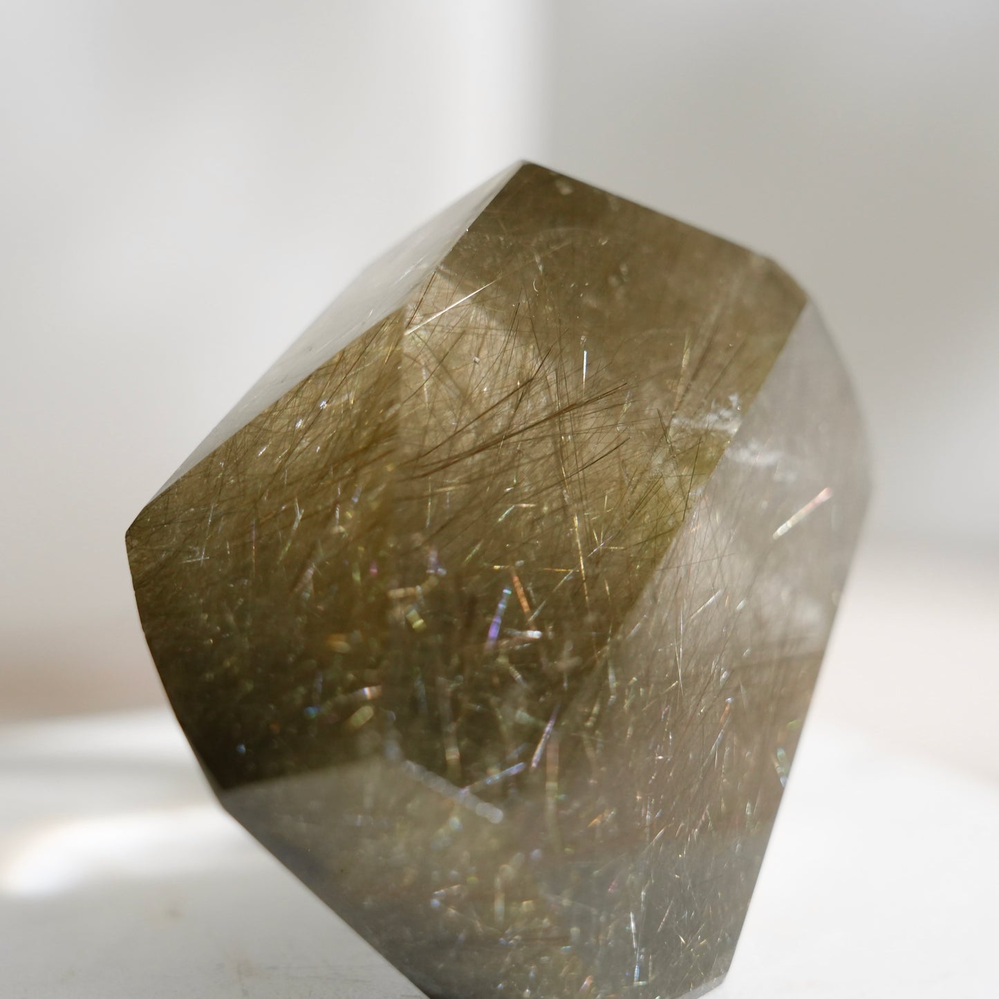Green rutilated quartz sphere
