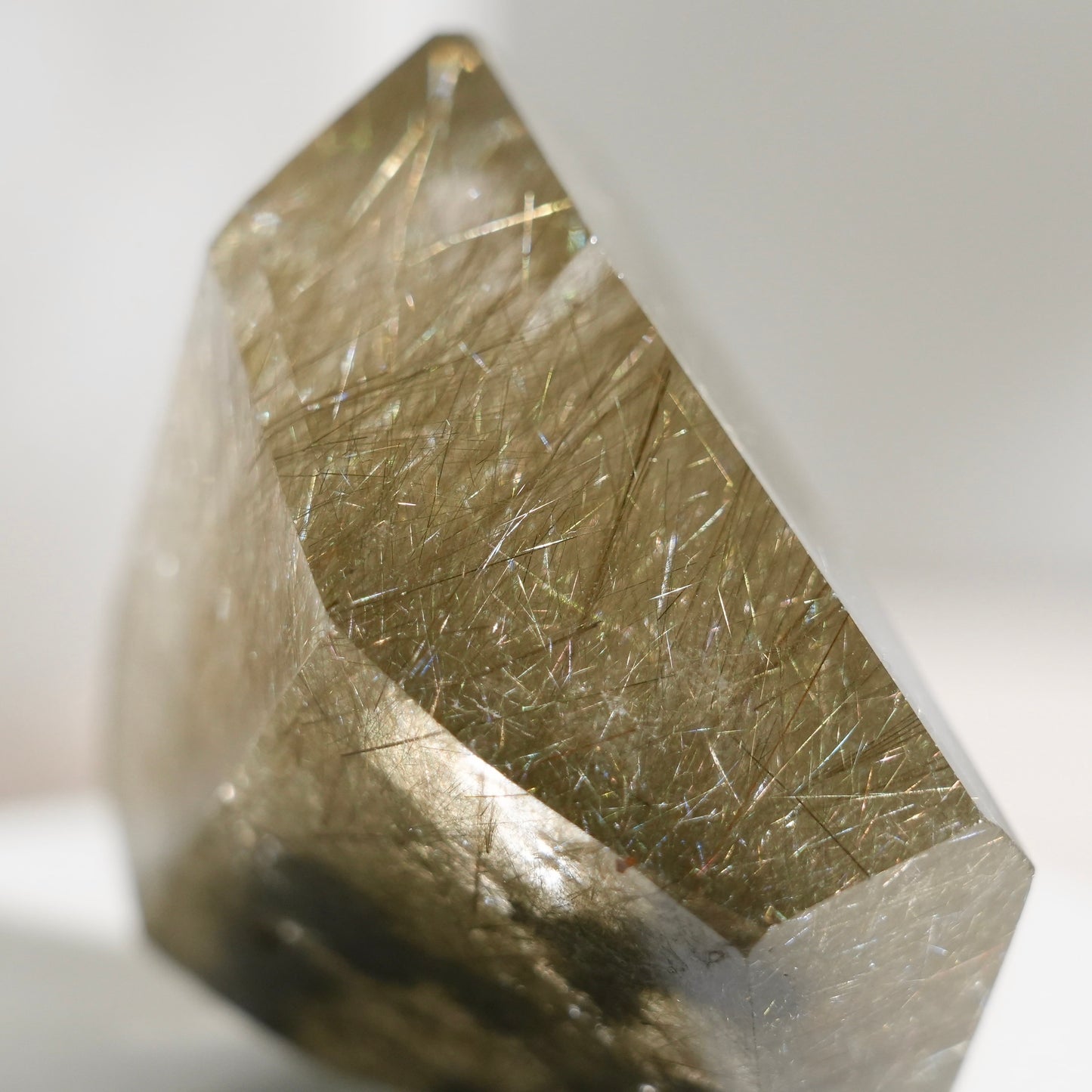 Green rutilated quartz sphere