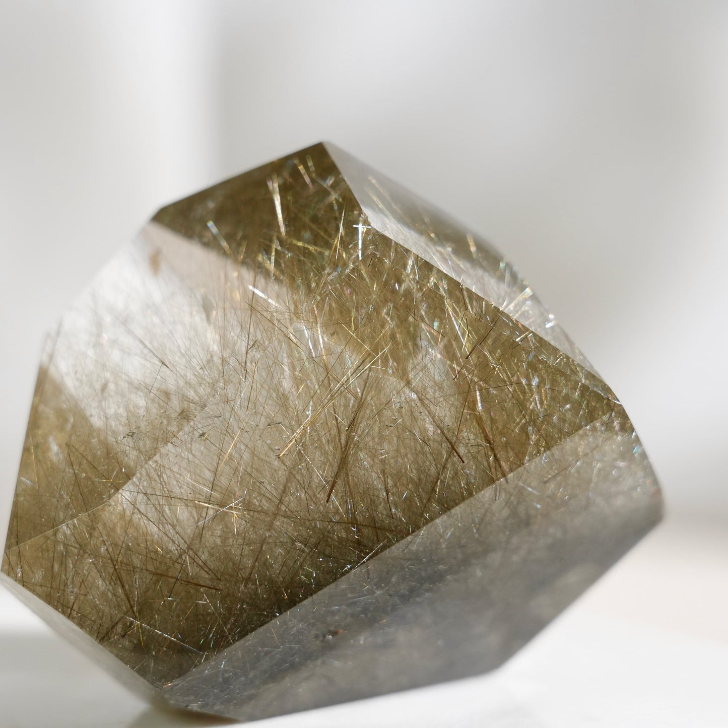 Green rutilated quartz sphere