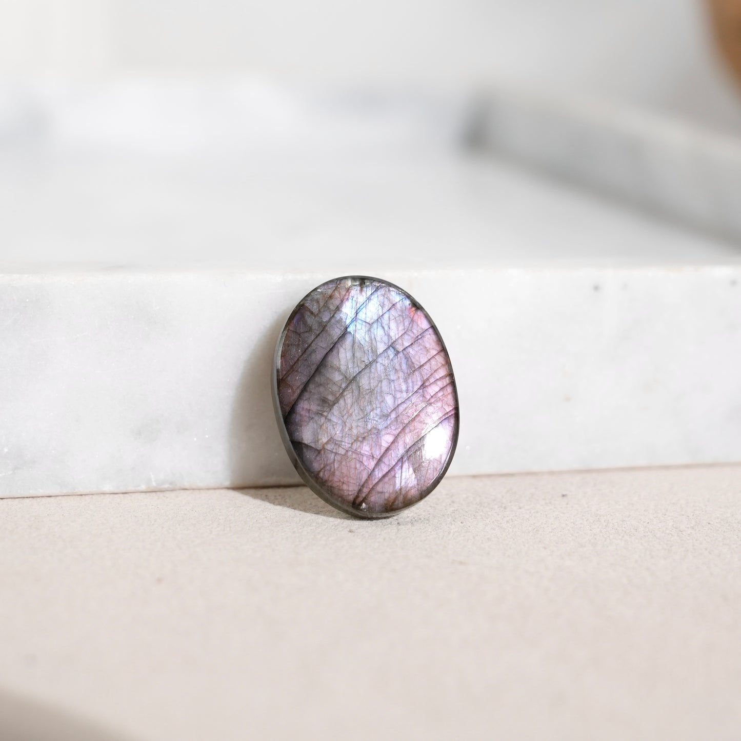 Double-sided flash purple-yellow labradorite