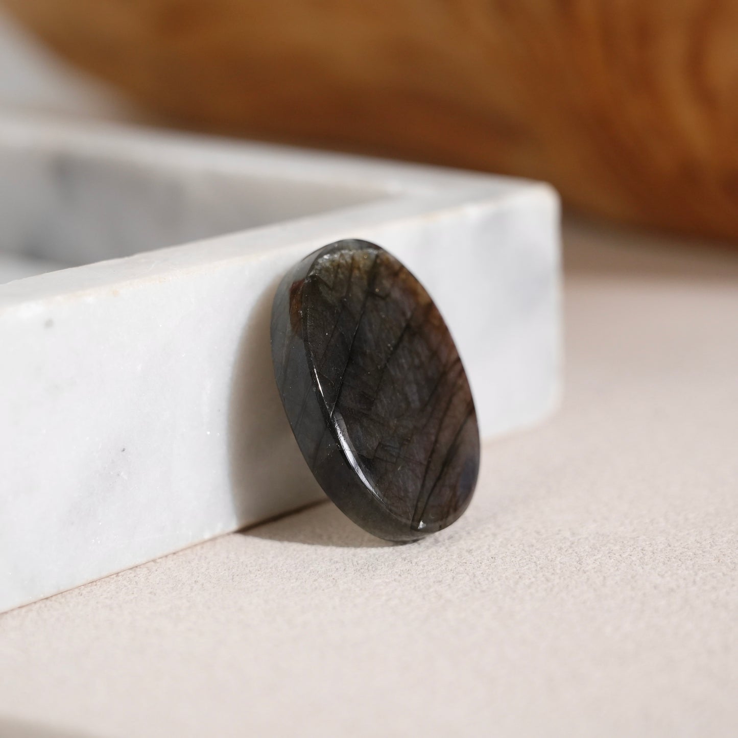 Double-sided flash purple-yellow labradorite