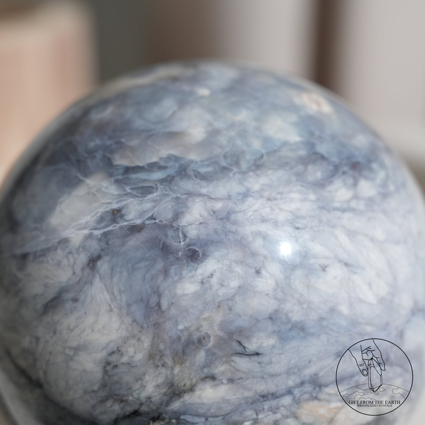 Blue petrified wood sphere