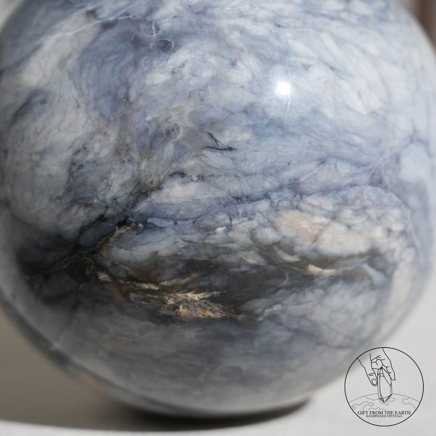 Blue petrified wood sphere