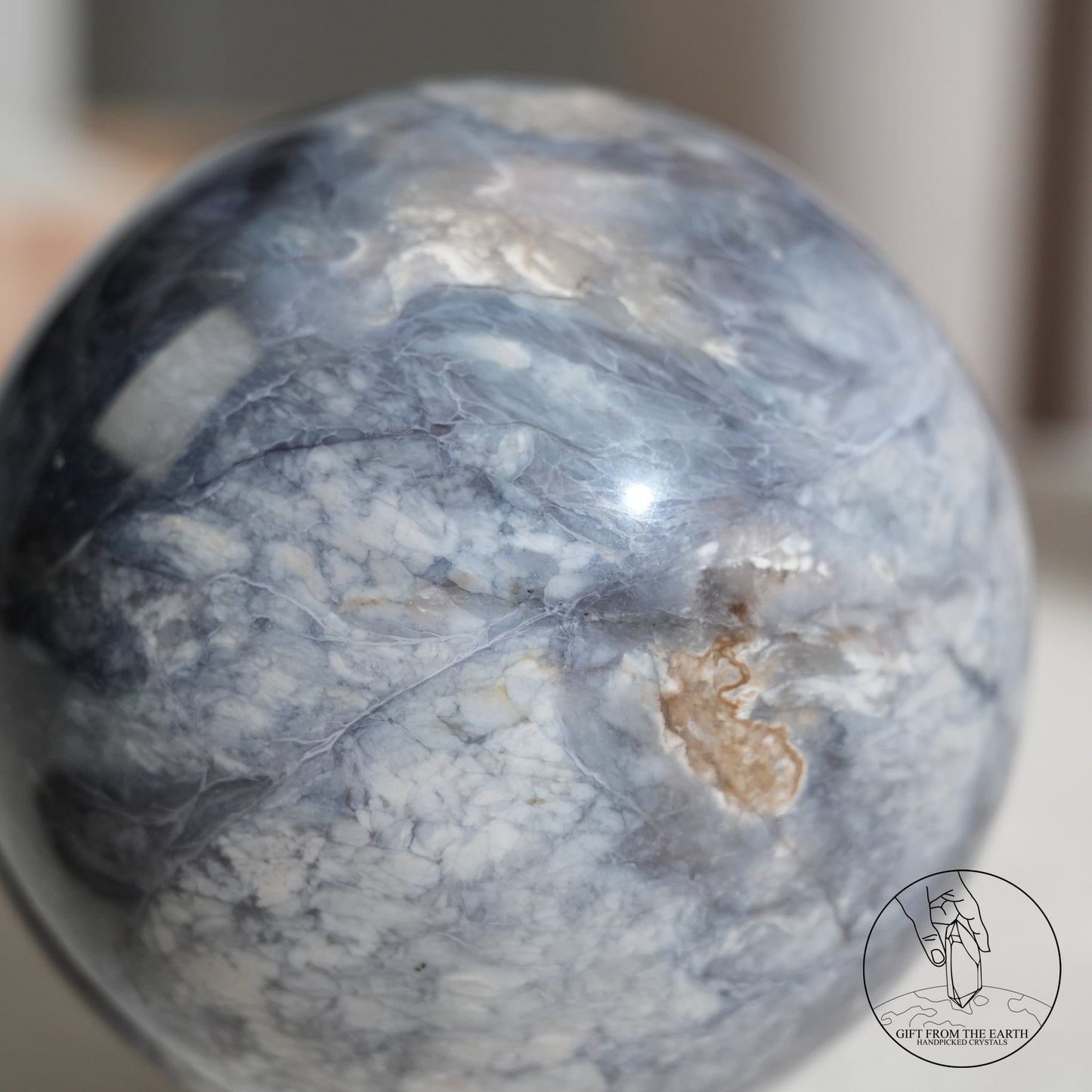 Blue petrified wood sphere