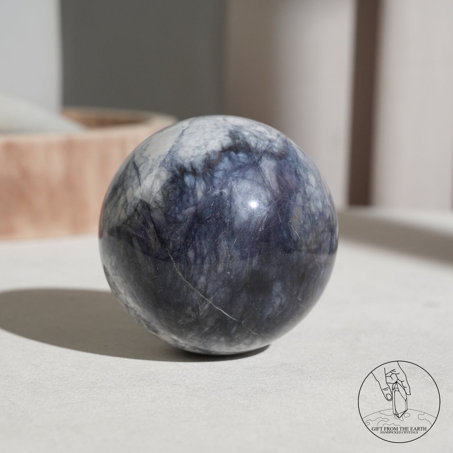 Blue petrified wood sphere