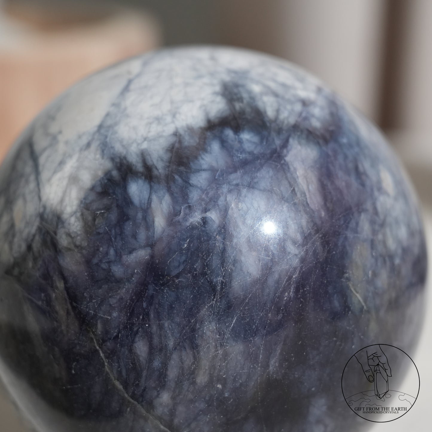 Blue petrified wood sphere