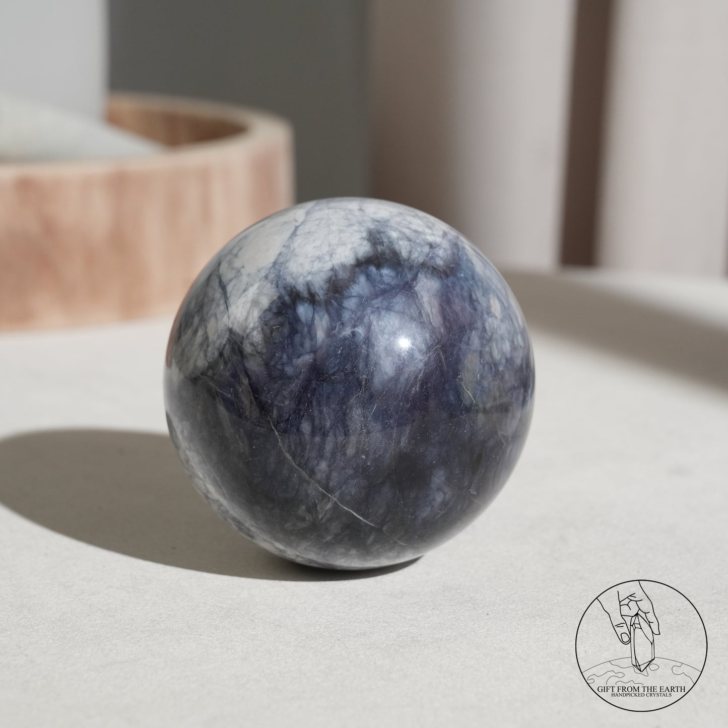 Blue petrified wood sphere