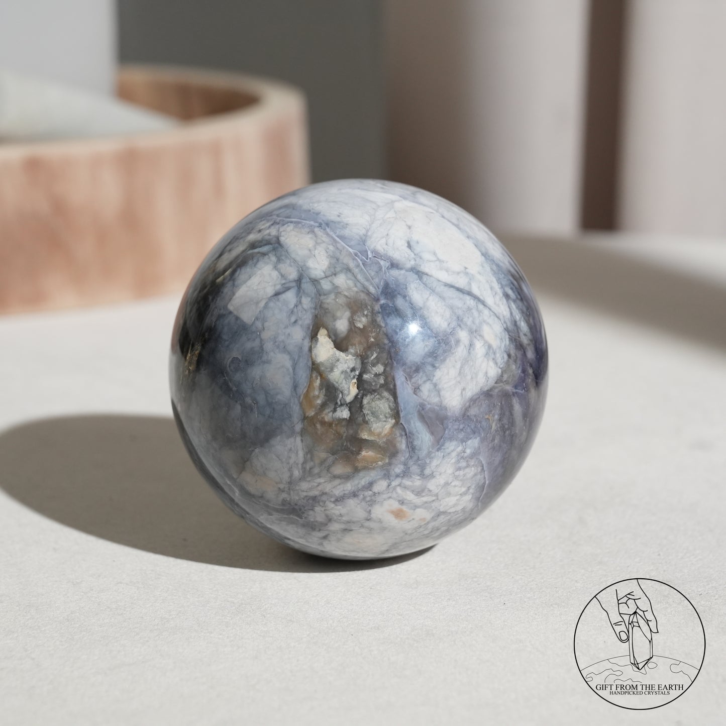 Blue petrified wood sphere