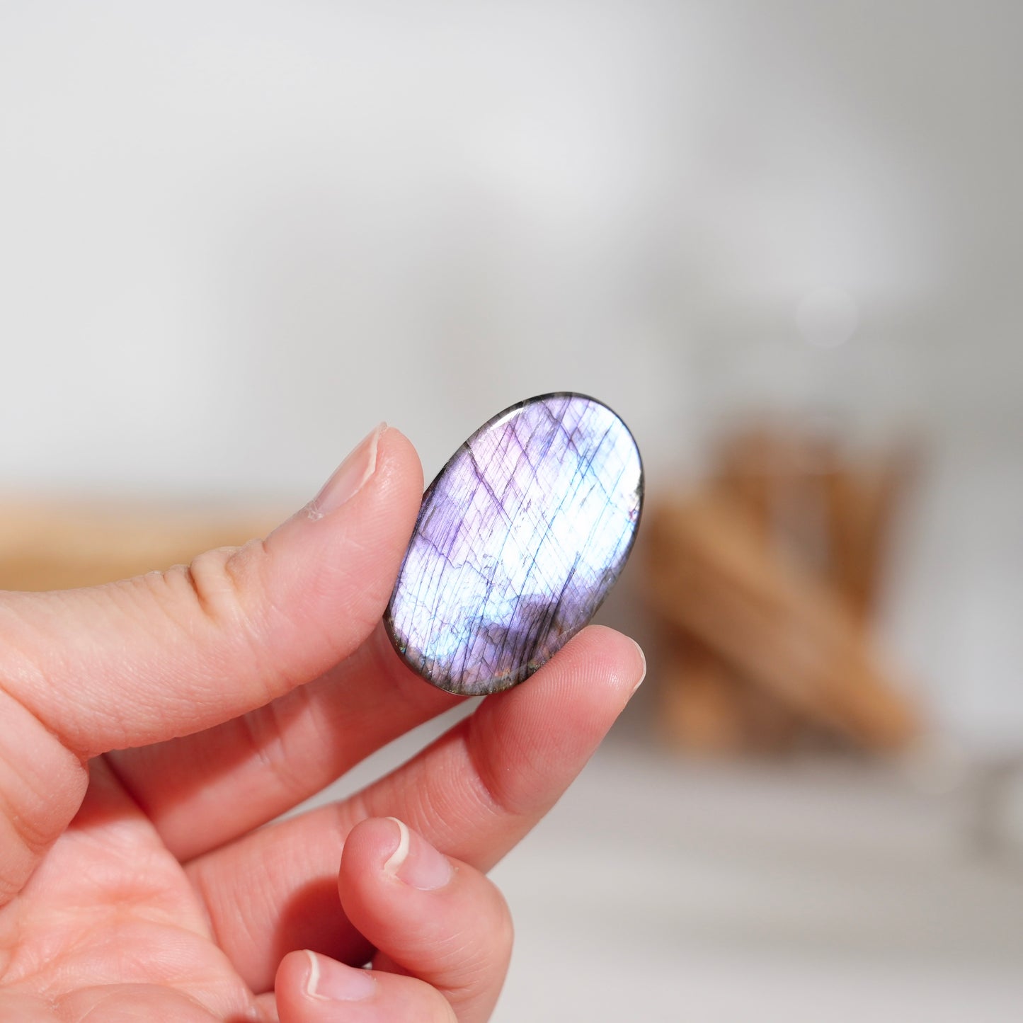 Double-sided flash purple-yellow labradorite