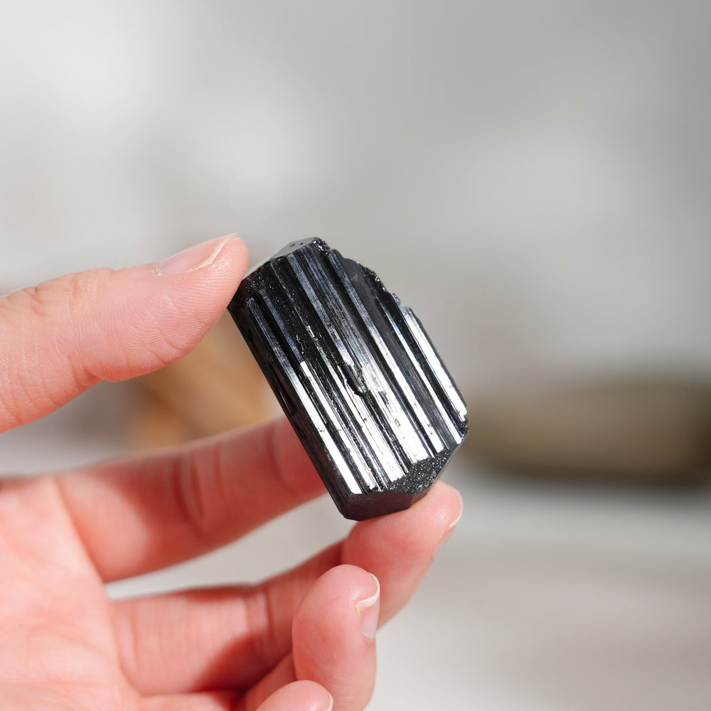 Glossy Black Tourmaline Raw Stone