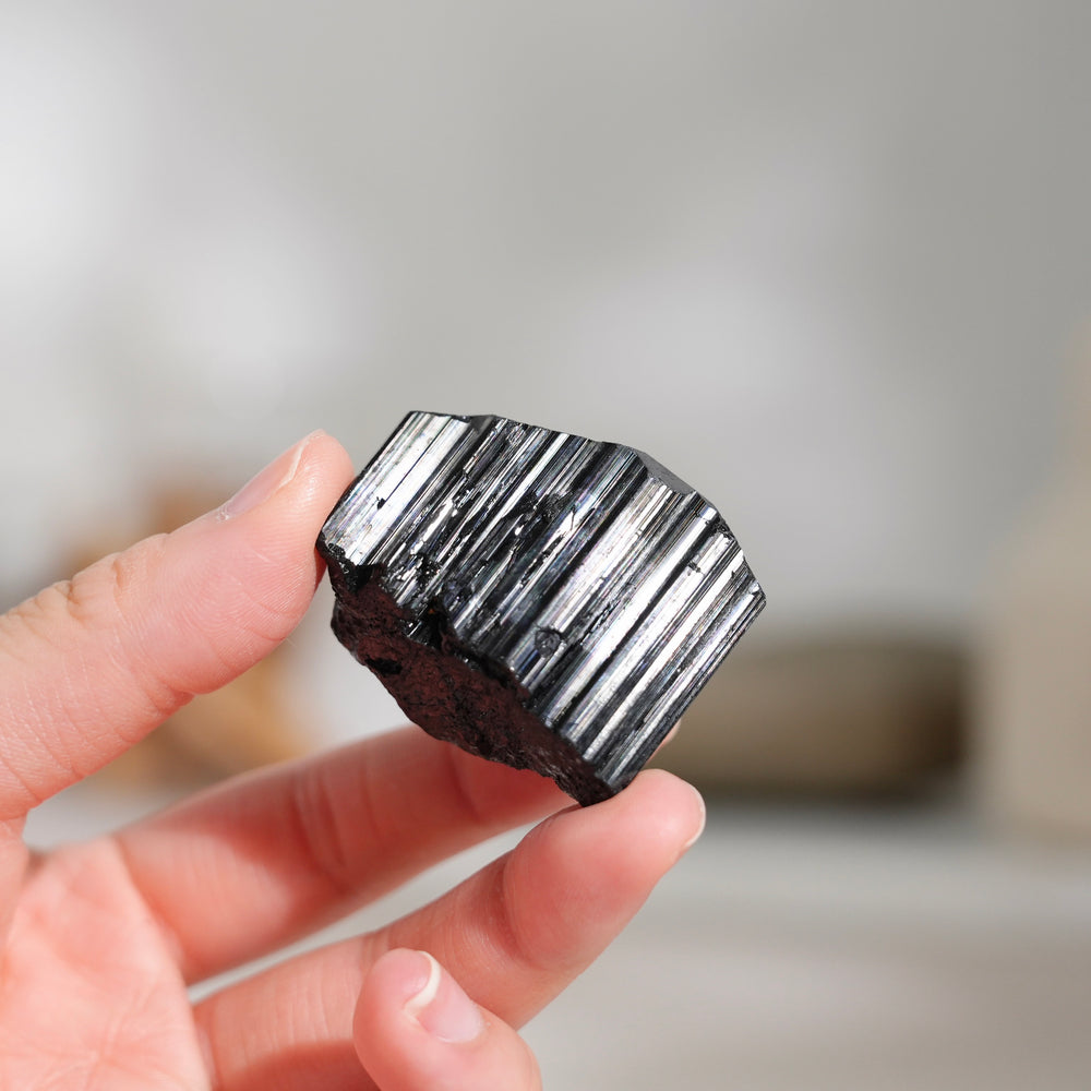 Glossy Black Tourmaline Raw Stone