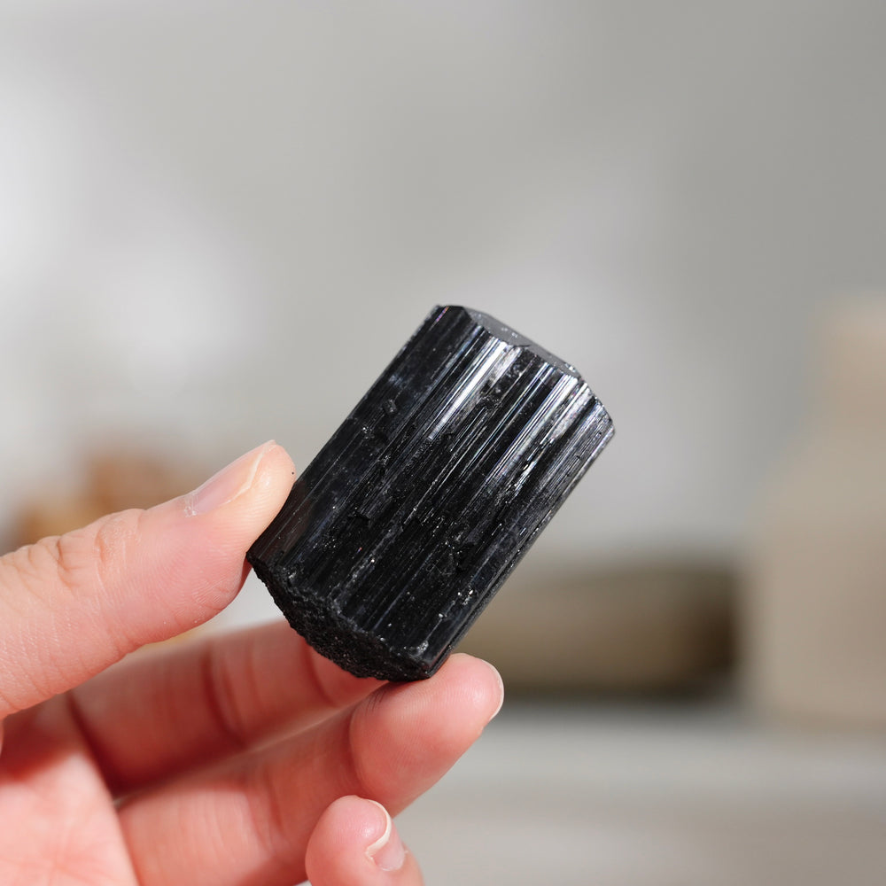 Glossy Black Tourmaline Raw Stone