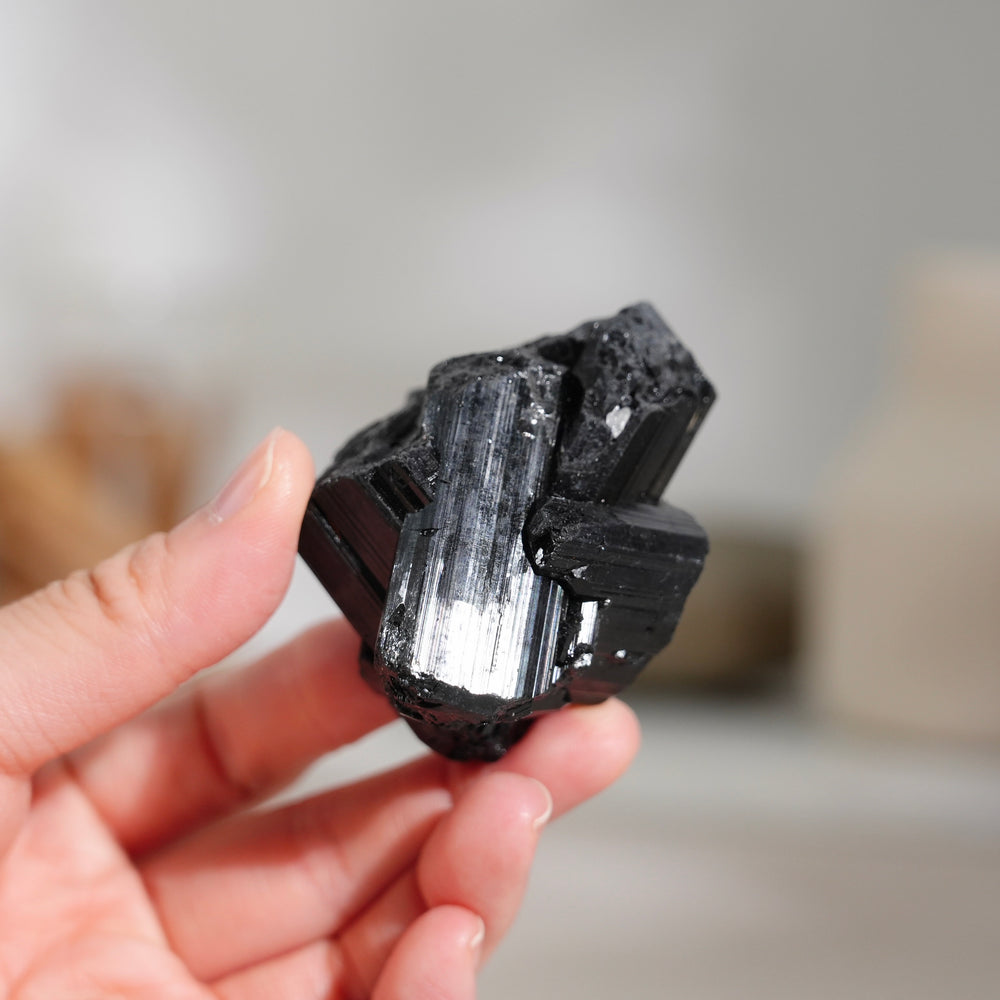 Glossy Black Tourmaline Raw Stone