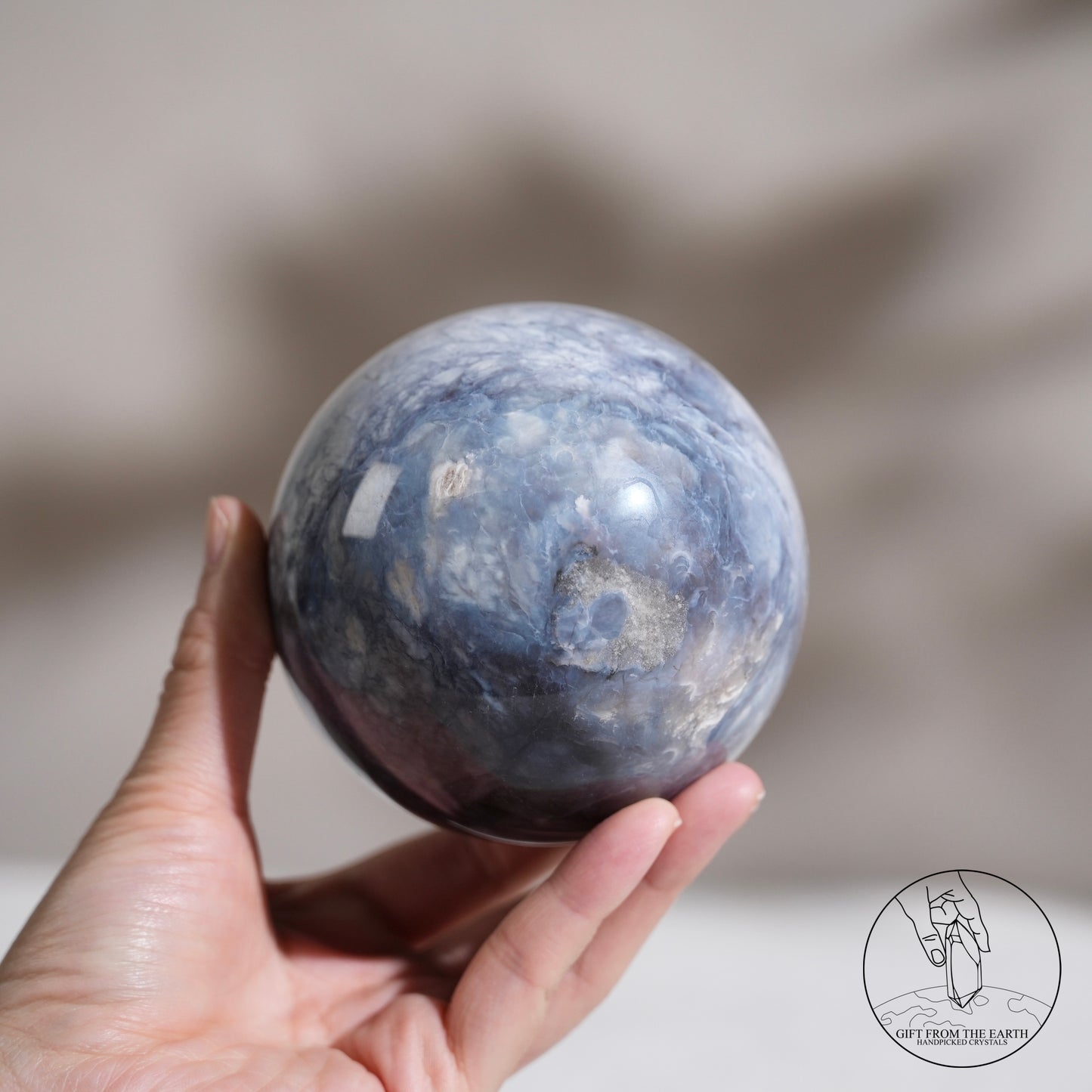 Blue petrified wood sphere