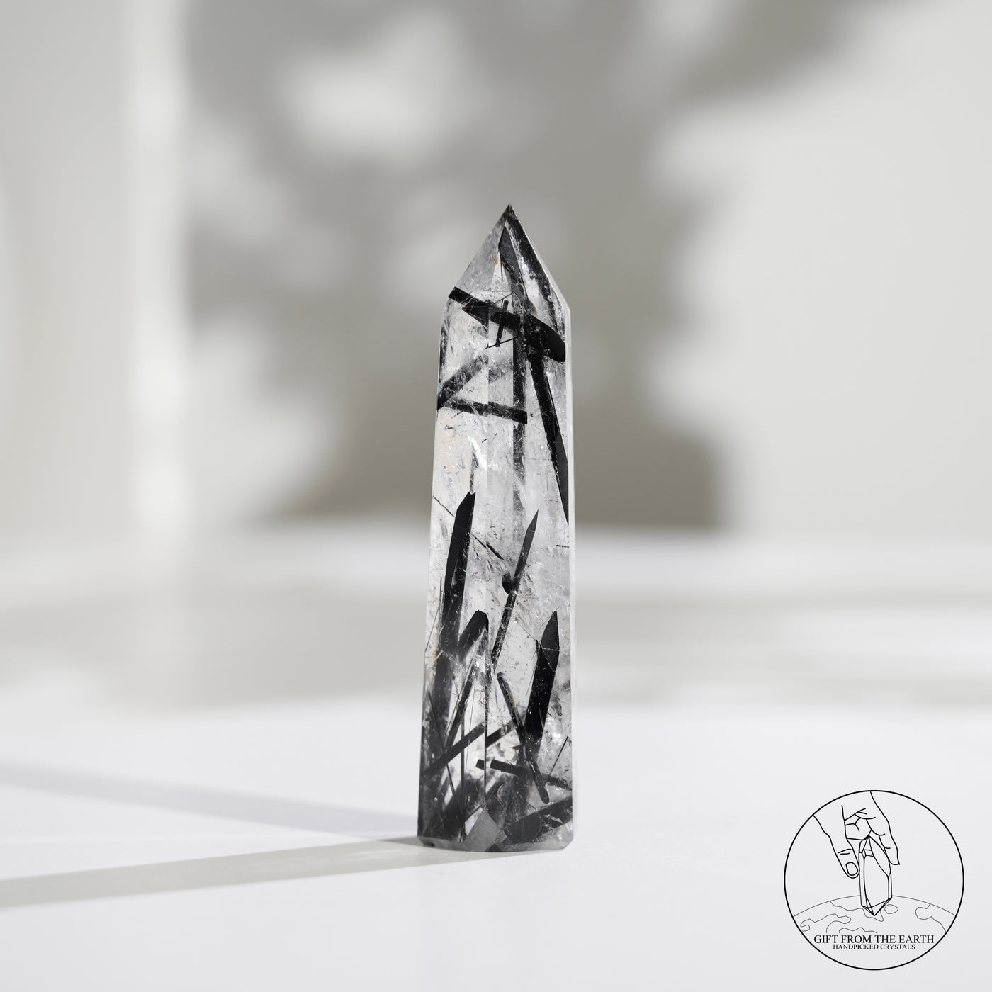 Clear Quartz Tower Black Tourmalinewith