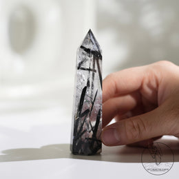 Clear Quartz Tower Black Tourmalinewith