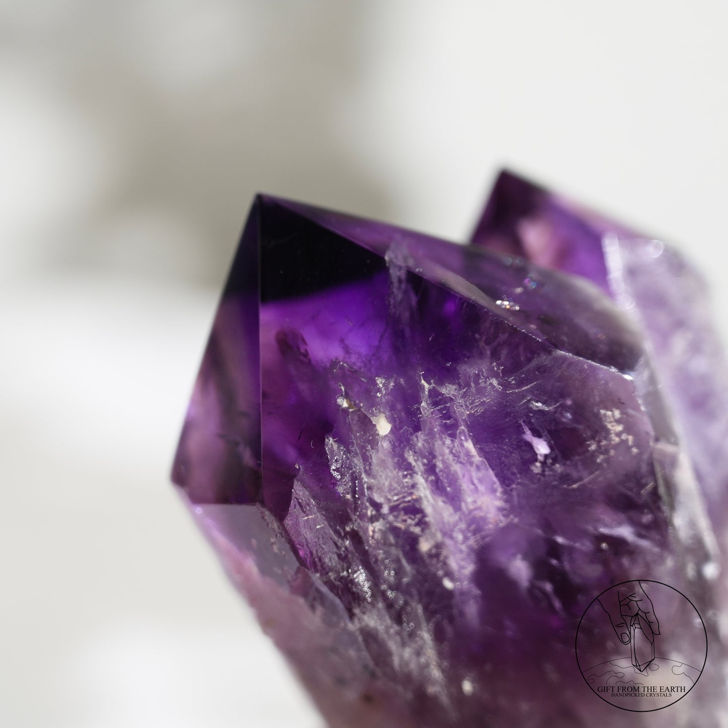 半打磨雙生紫水晶權杖