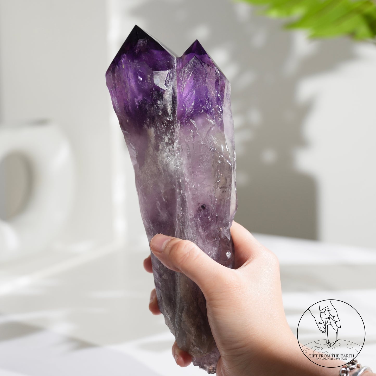 半打磨雙生紫水晶權杖