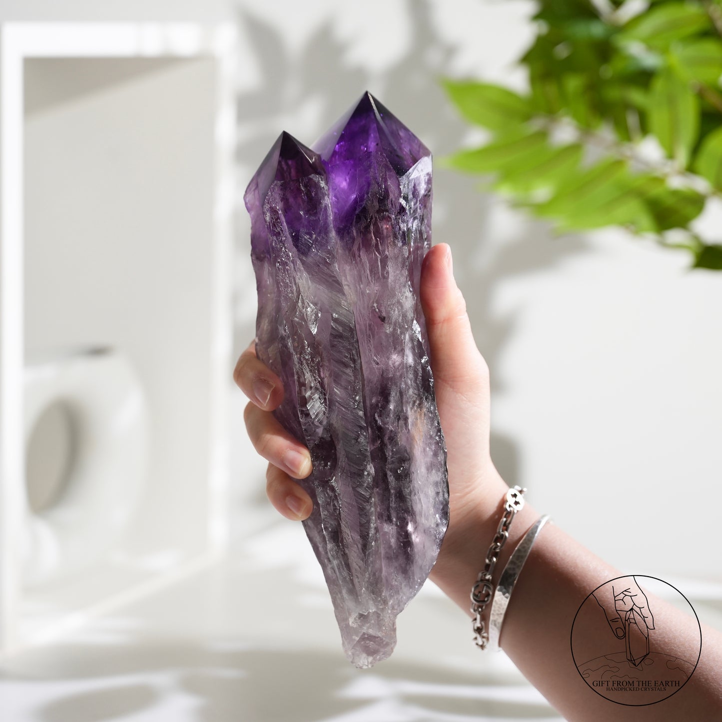 半打磨雙生紫水晶權杖