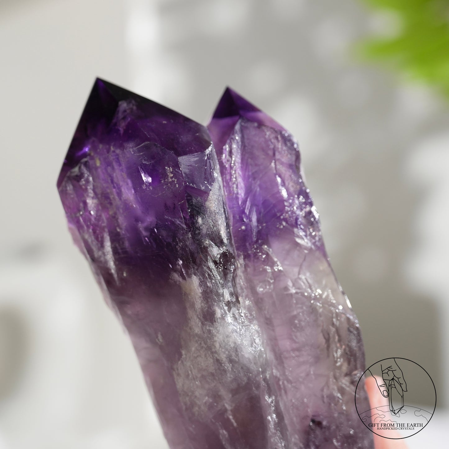 半打磨雙生紫水晶權杖