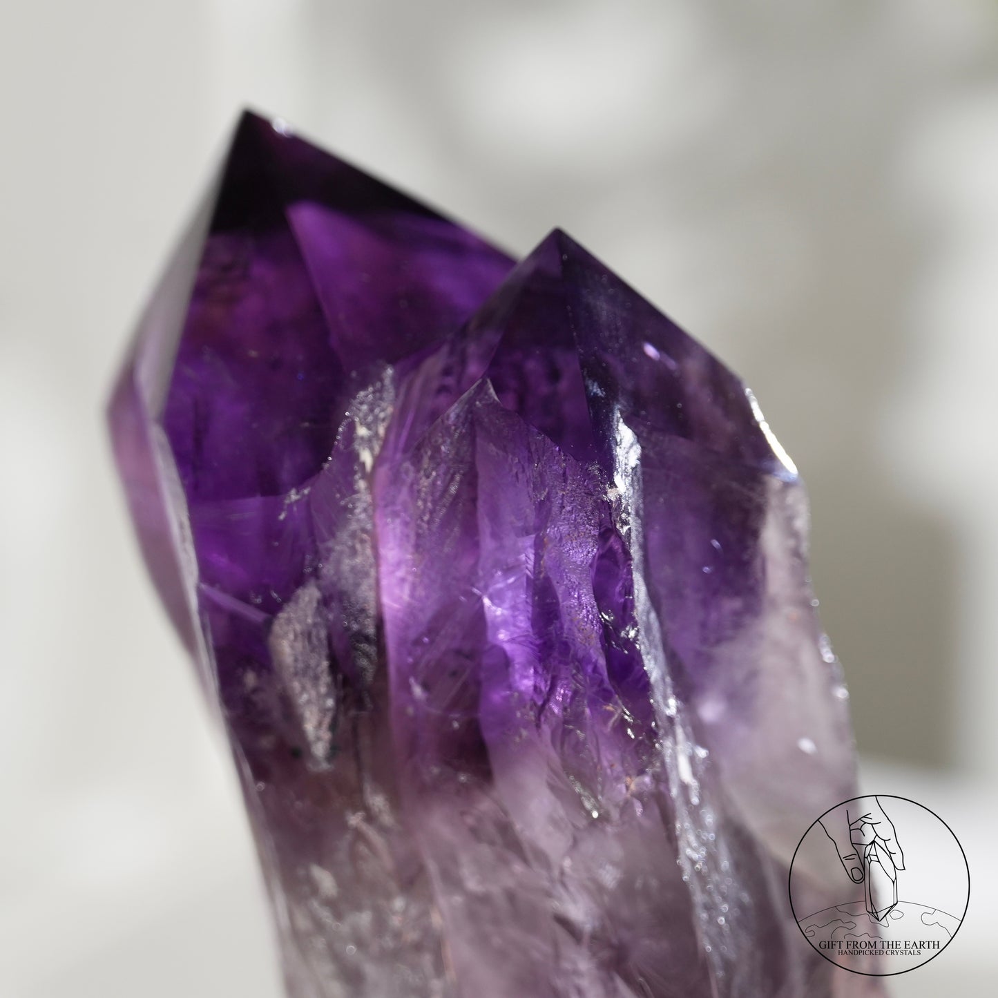 半打磨雙生紫水晶權杖