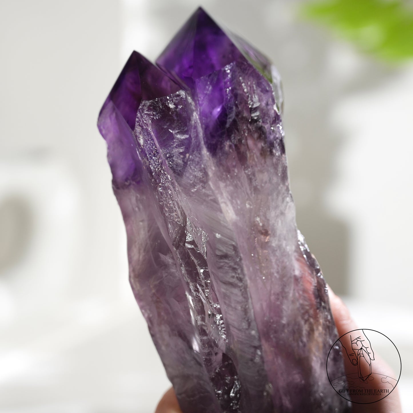 半打磨雙生紫水晶權杖