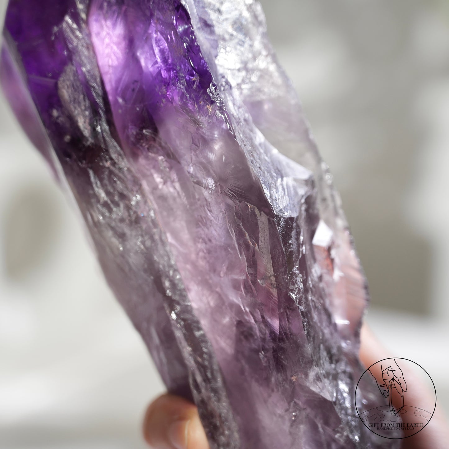 半打磨雙生紫水晶權杖