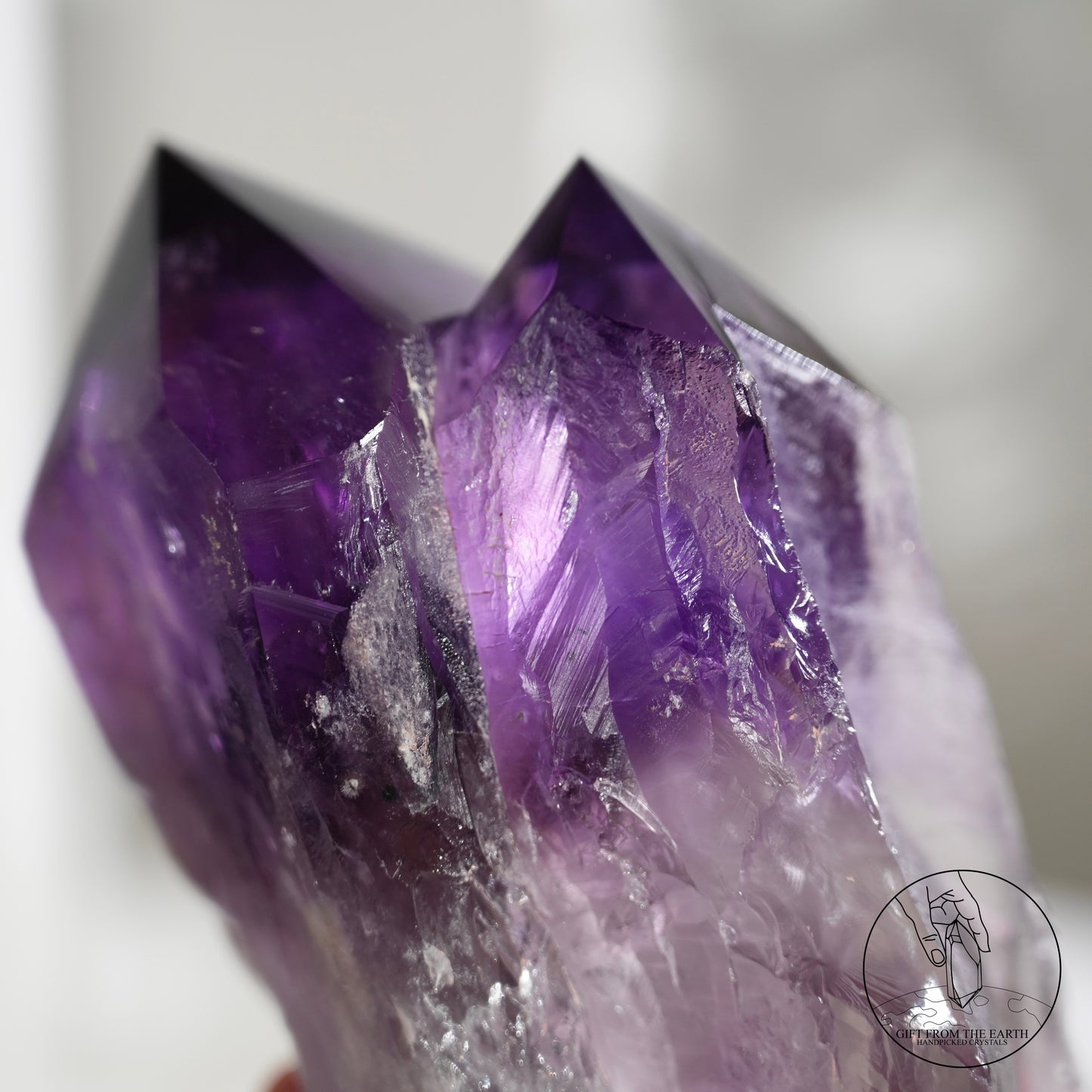 半打磨雙生紫水晶權杖