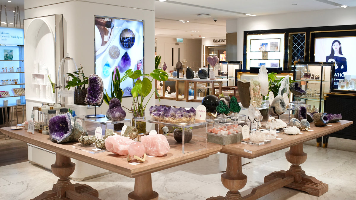 GFE crystal display at Lane Crawford Hong Kong · Harbour City