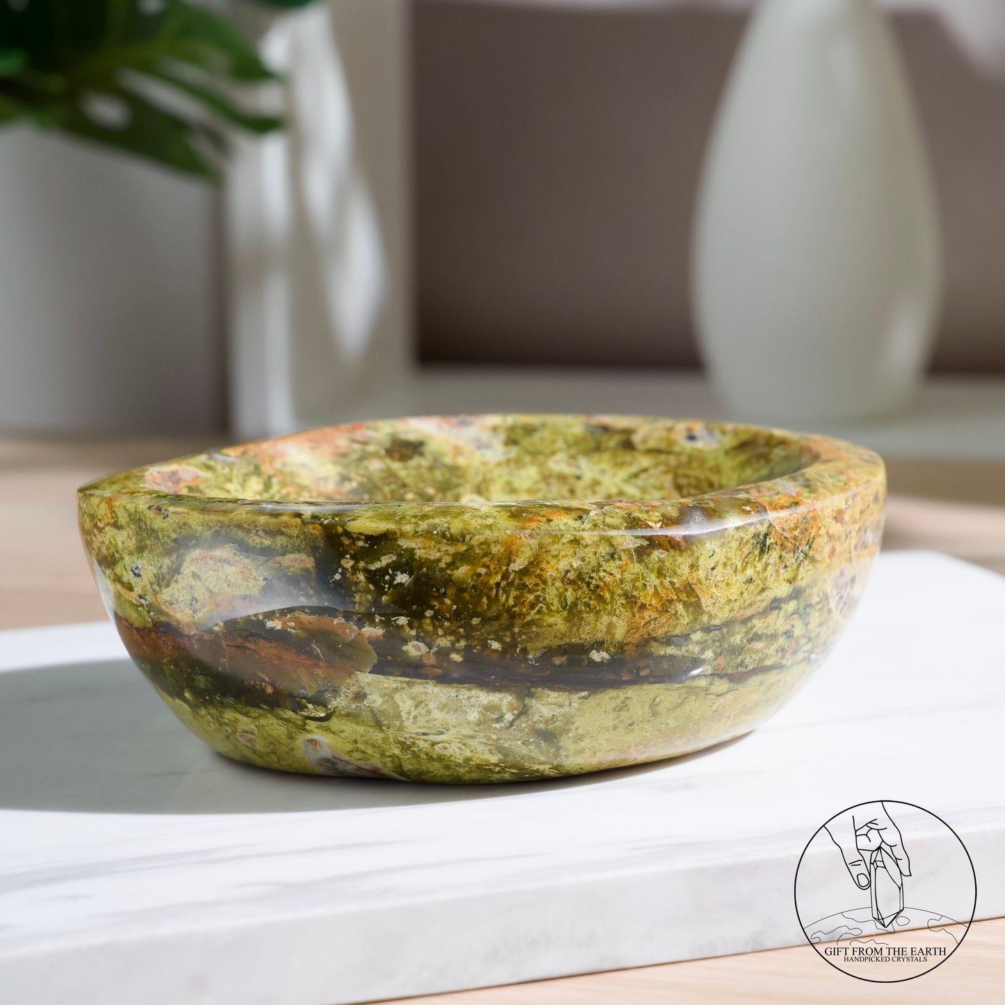 Green opal bowl