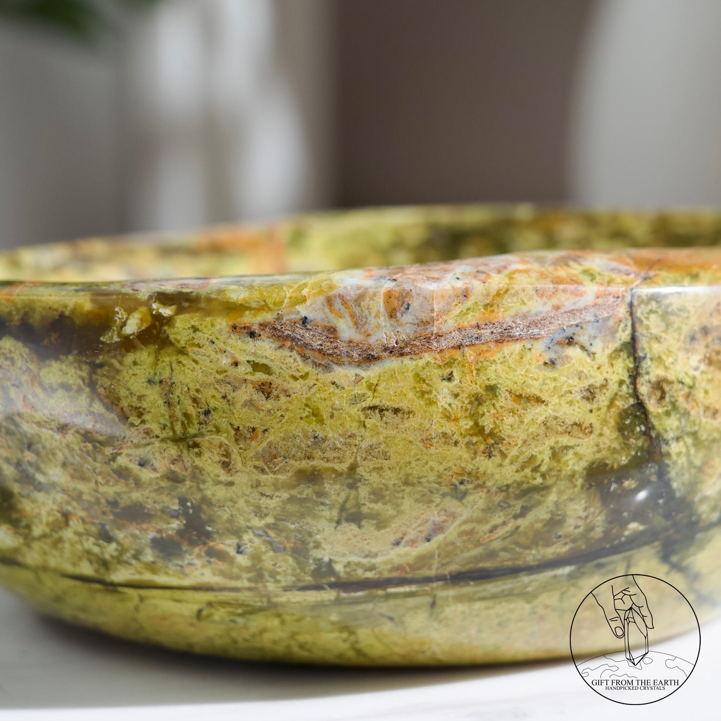 Green opal bowl