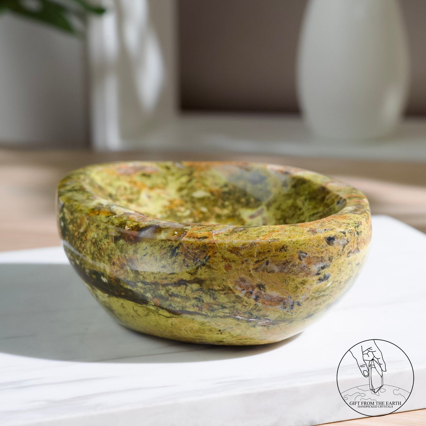 Green opal bowl