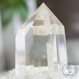 半打磨藍針白水晶柱