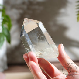 半打磨藍針白水晶柱